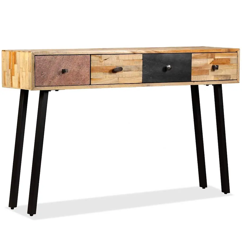 Console Table Vintage 120x30x76cm Solid Reclaimed Teak Accent Side Table with Drawers