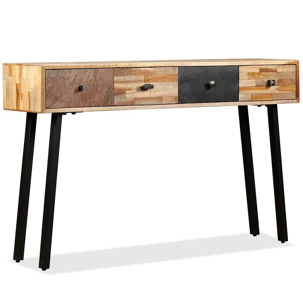 Console Table Vintage 120x30x76cm Solid Reclaimed Teak Accent Side Table with Drawers