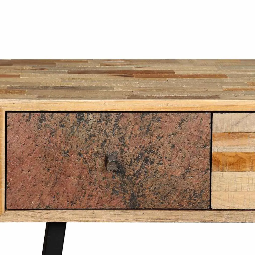 Console Table Vintage 120x30x76cm Solid Reclaimed Teak Accent Side Table with Drawers