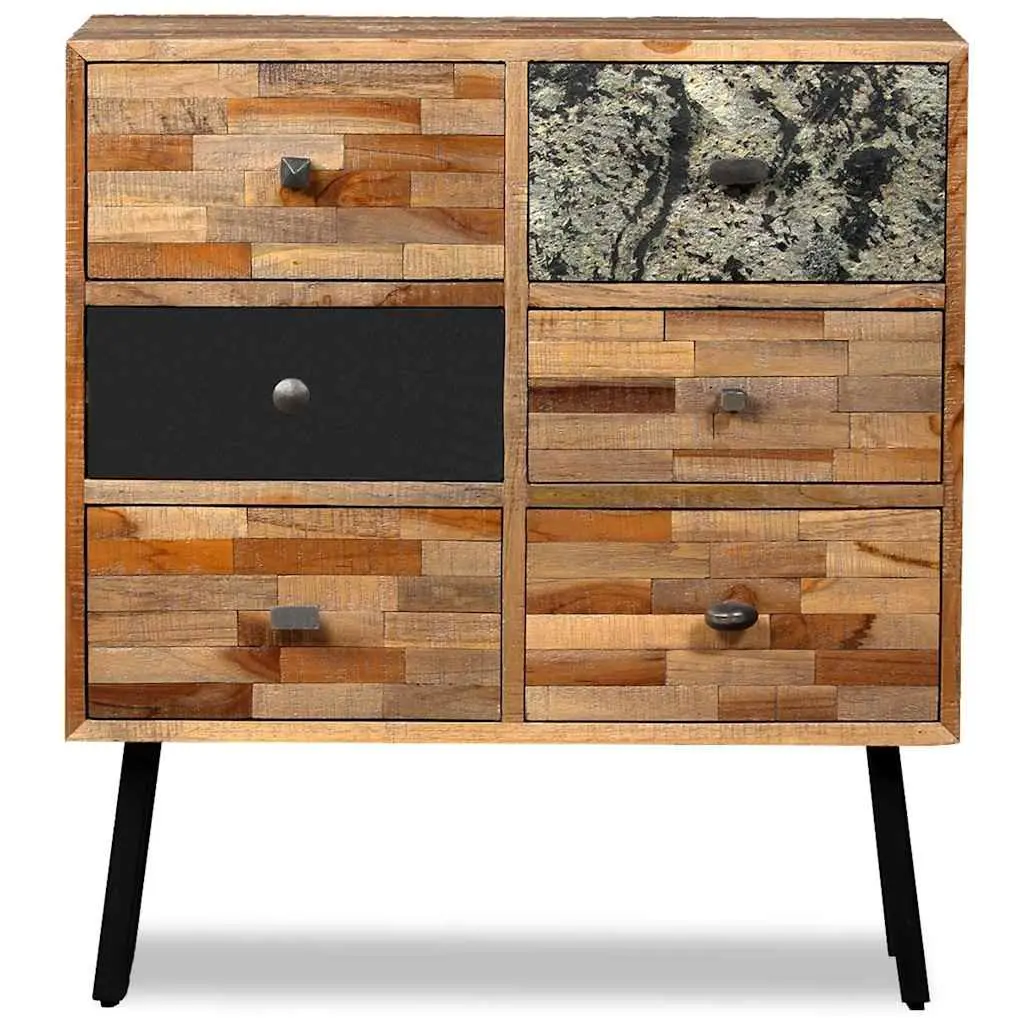 Reclaimed Teak Side Cabinet with 6 Drawers