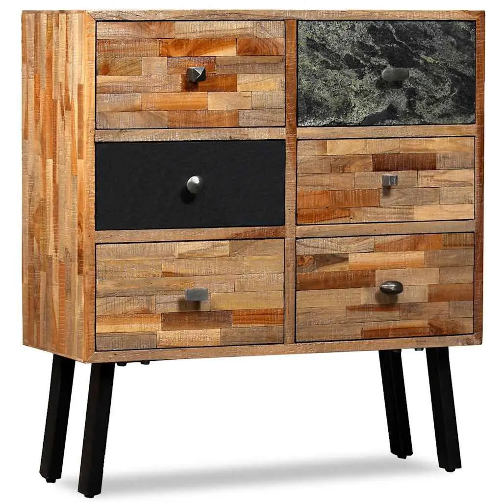 Reclaimed Teak Side Cabinet with 6 Drawers