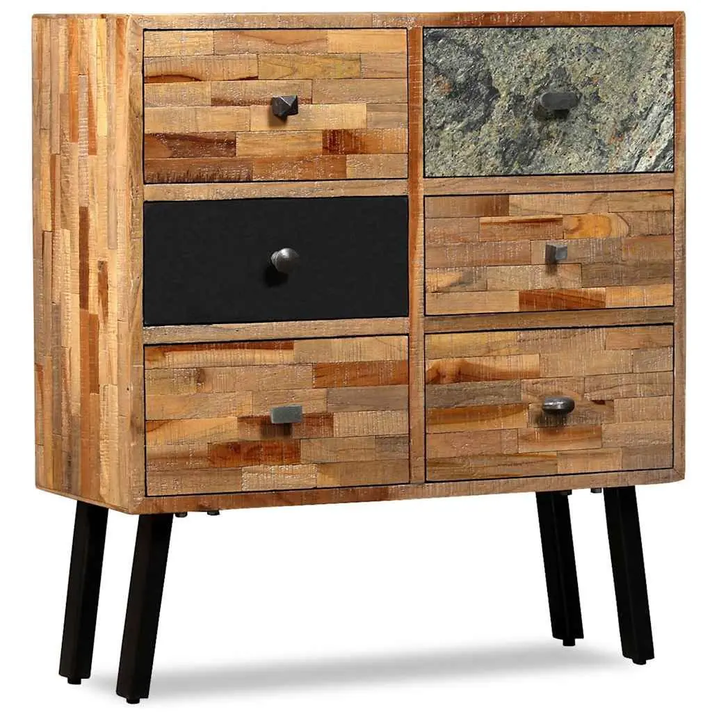 Reclaimed Teak Side Cabinet with 6 Drawers