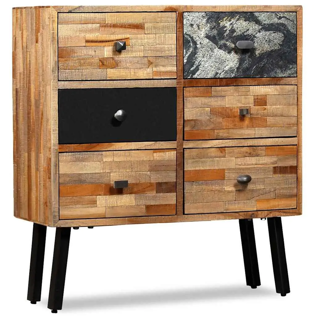 Reclaimed Teak Side Cabinet with 6 Drawers