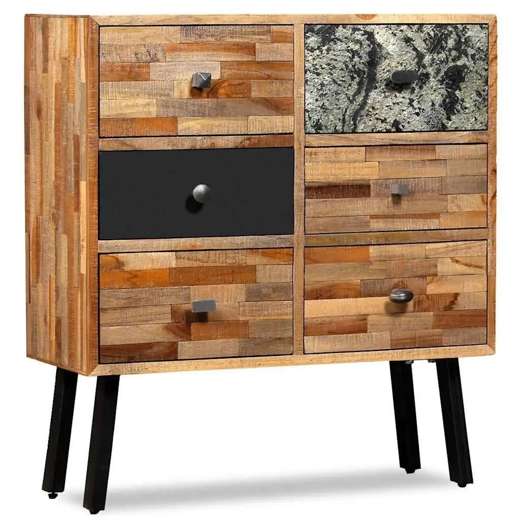Reclaimed Teak Side Cabinet with 6 Drawers
