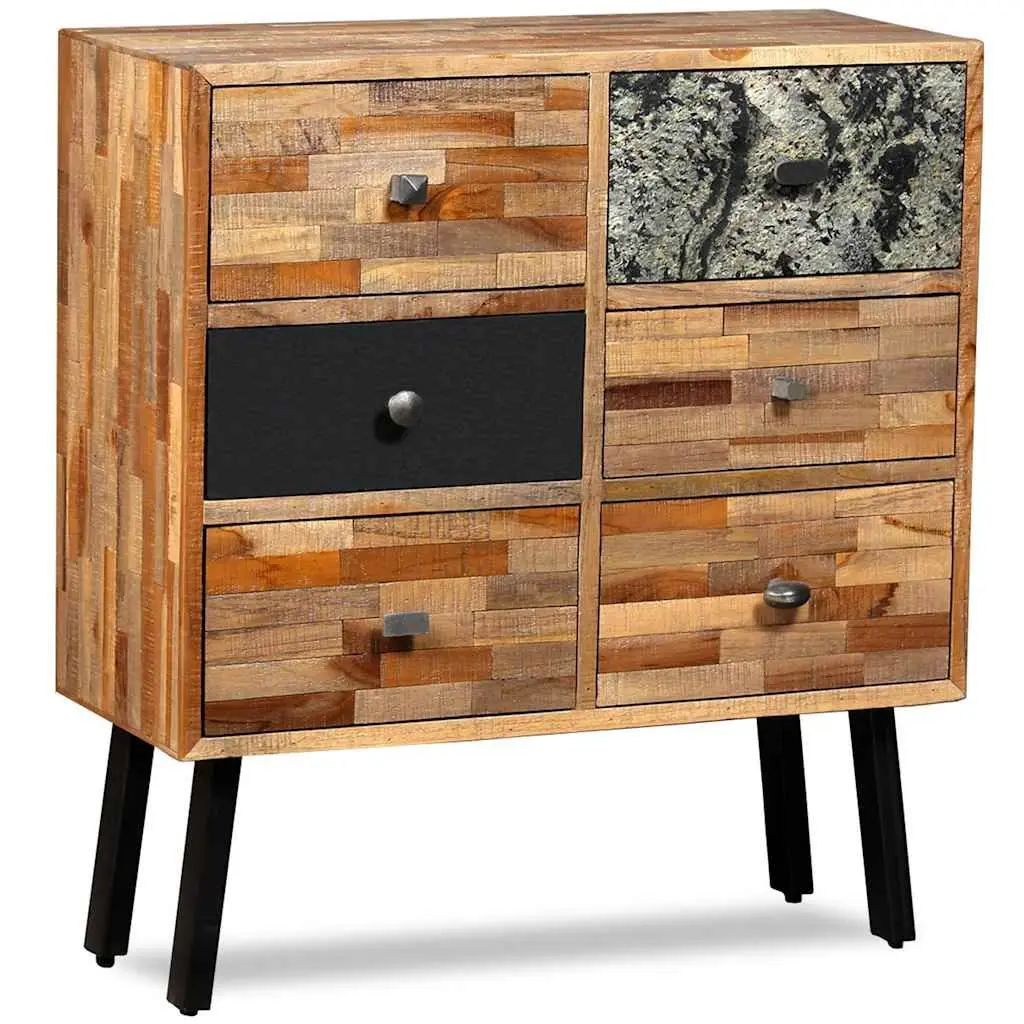 Reclaimed Teak Side Cabinet with 6 Drawers