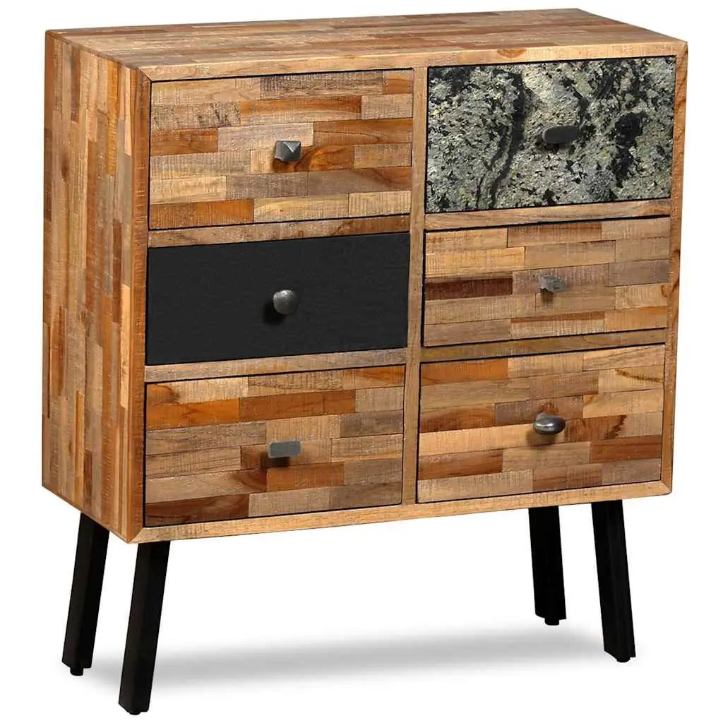 Reclaimed Teak Side Cabinet with 6 Drawers