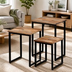 Reclaimed Teak 3 Piece Nesting Coffee Table Set
