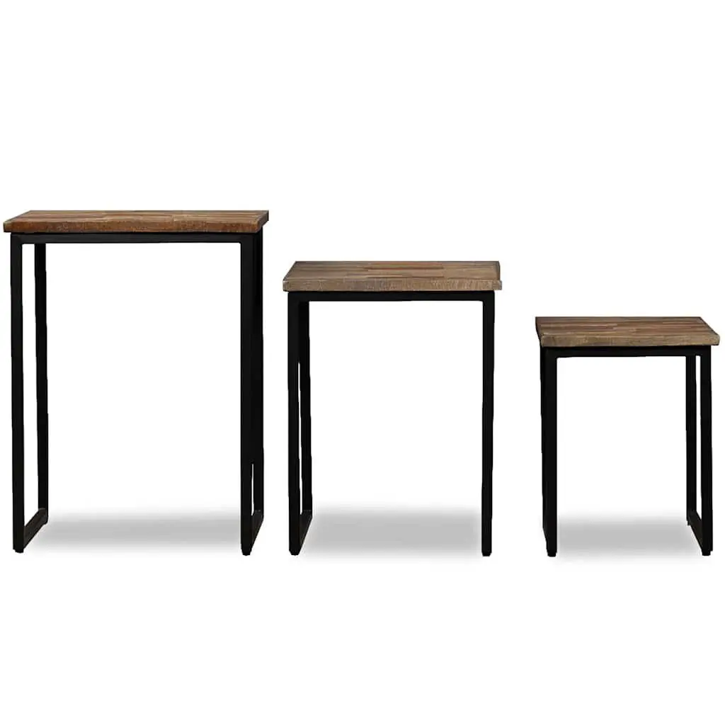 Reclaimed Teak 3 Piece Nesting Coffee Table Set