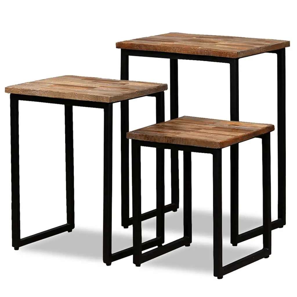 Reclaimed Teak 3 Piece Nesting Coffee Table Set