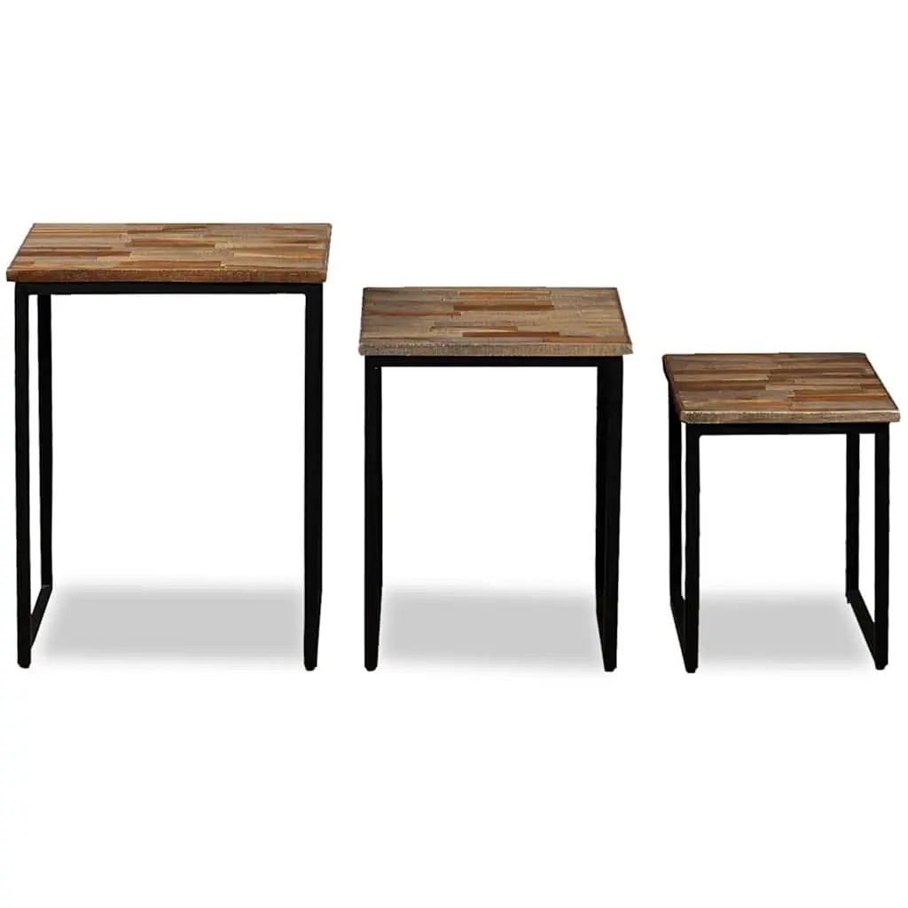 Reclaimed Teak 3 Piece Nesting Coffee Table Set