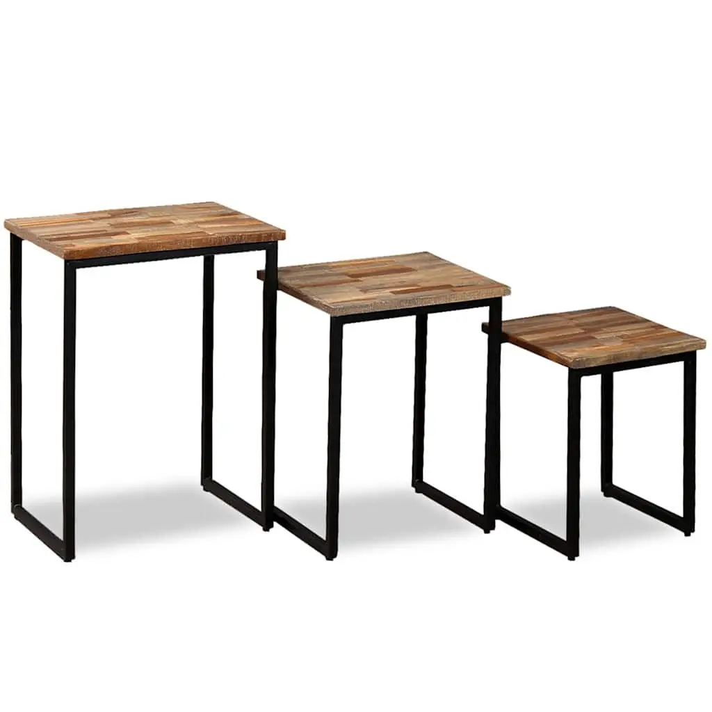 Reclaimed Teak 3 Piece Nesting Coffee Table Set