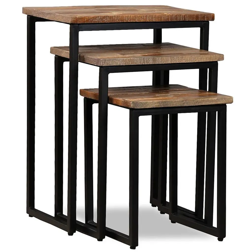 Reclaimed Teak 3 Piece Nesting Coffee Table Set