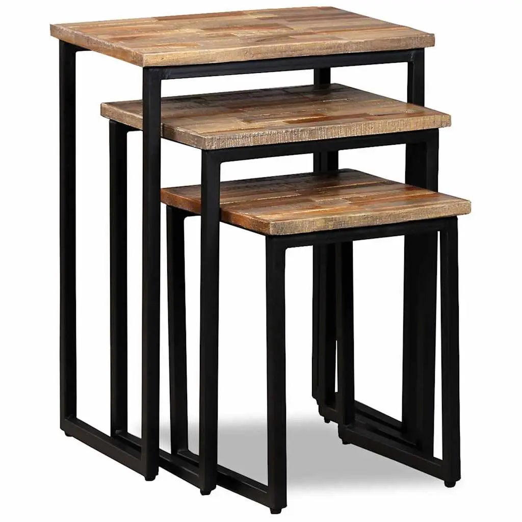 Reclaimed Teak 3 Piece Nesting Coffee Table Set