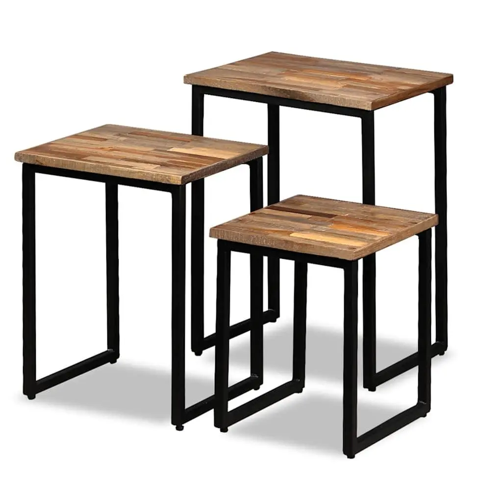 Reclaimed Teak 3 Piece Nesting Coffee Table Set