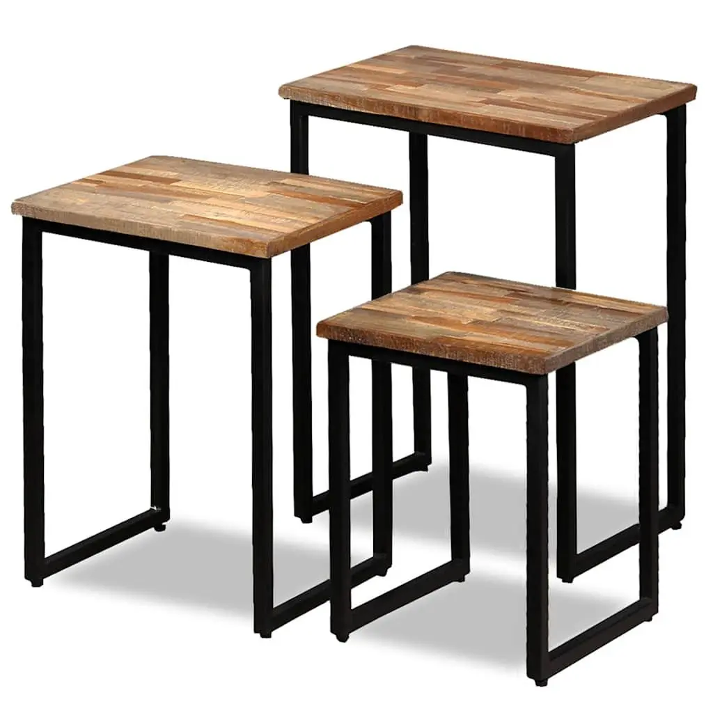 Reclaimed Teak 3 Piece Nesting Coffee Table Set