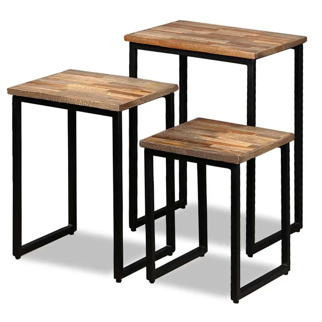 Reclaimed Teak 3 Piece Nesting Coffee Table Set