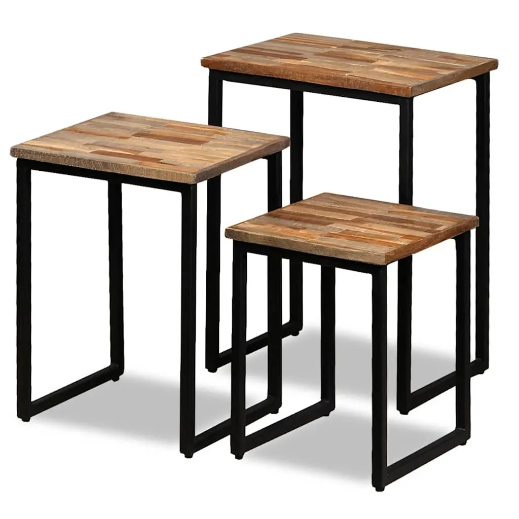 Reclaimed Teak 3 Piece Nesting Coffee Table Set