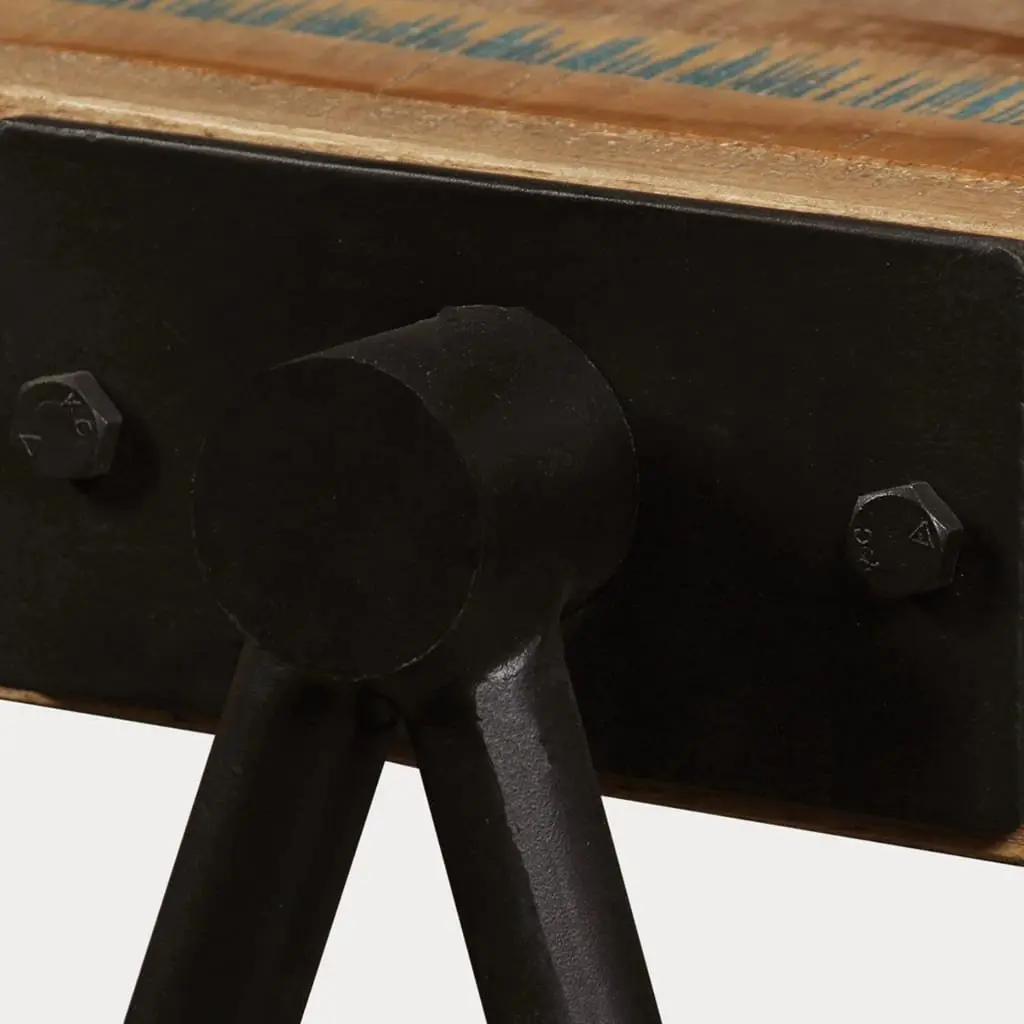 Reclaimed Solid Wood End Table with Steel Legs