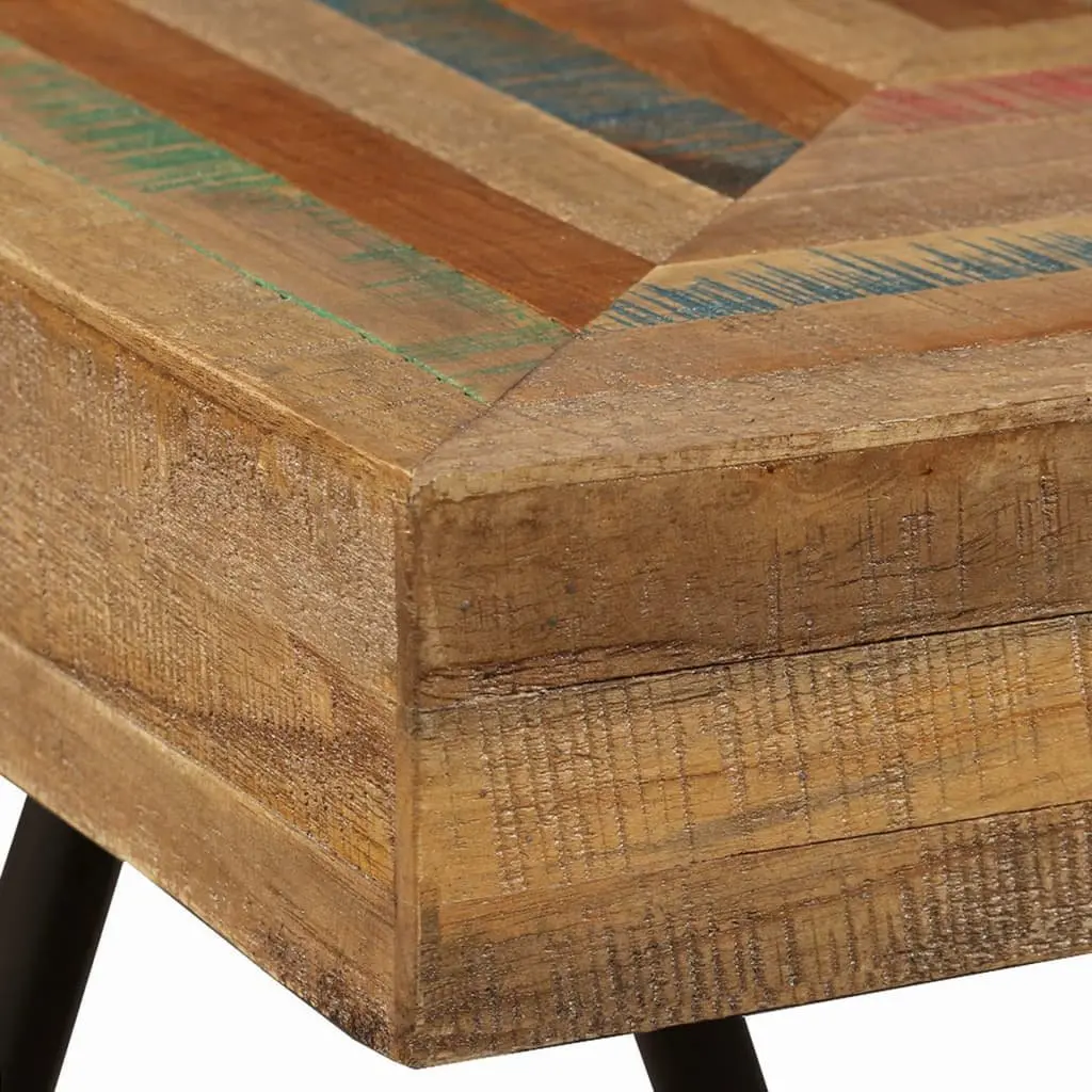 Reclaimed Solid Wood End Table with Steel Legs