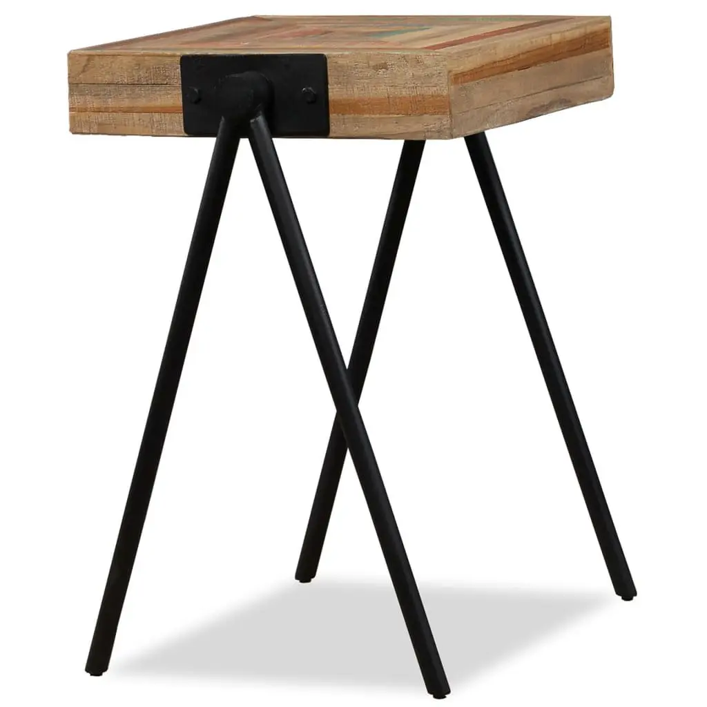 Reclaimed Solid Wood End Table with Steel Legs