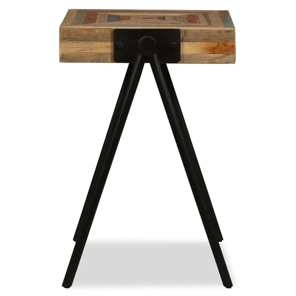 Reclaimed Solid Wood End Table with Steel Legs