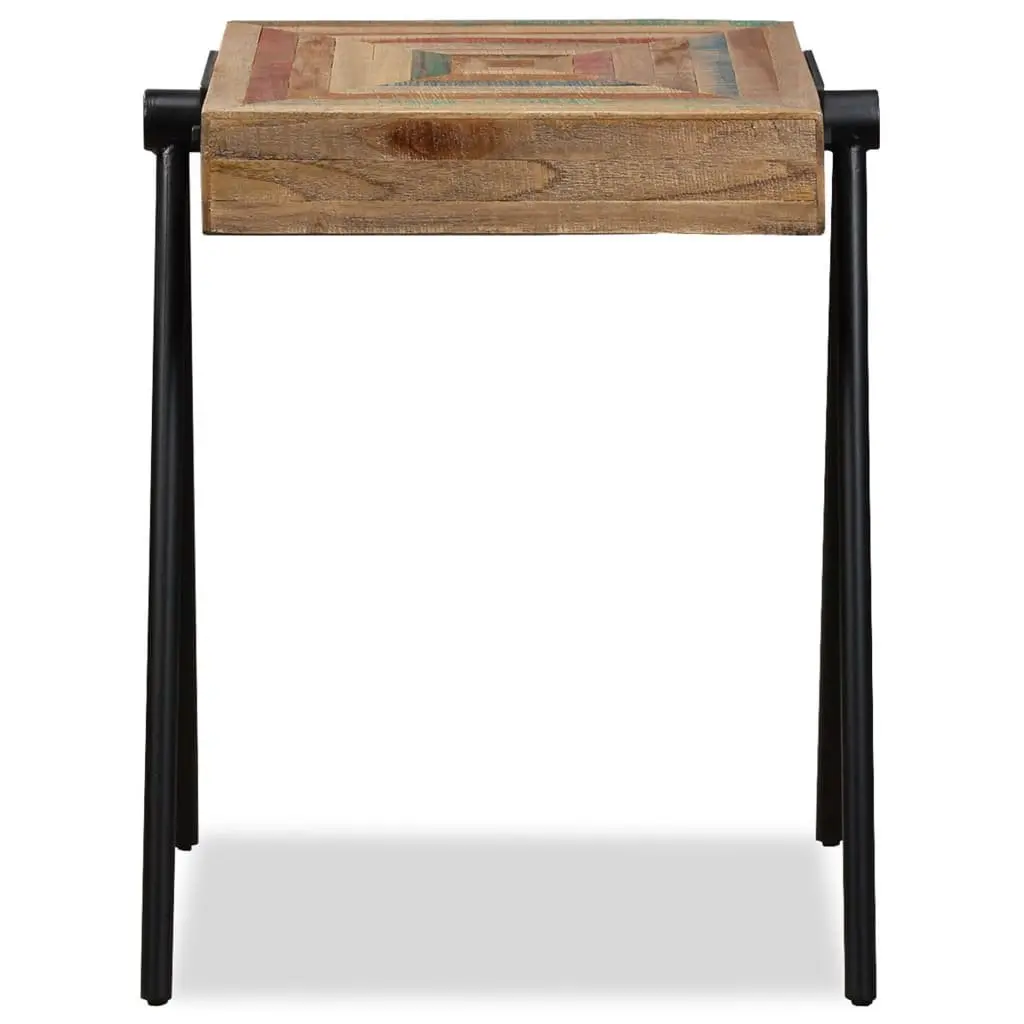 Reclaimed Solid Wood End Table with Steel Legs