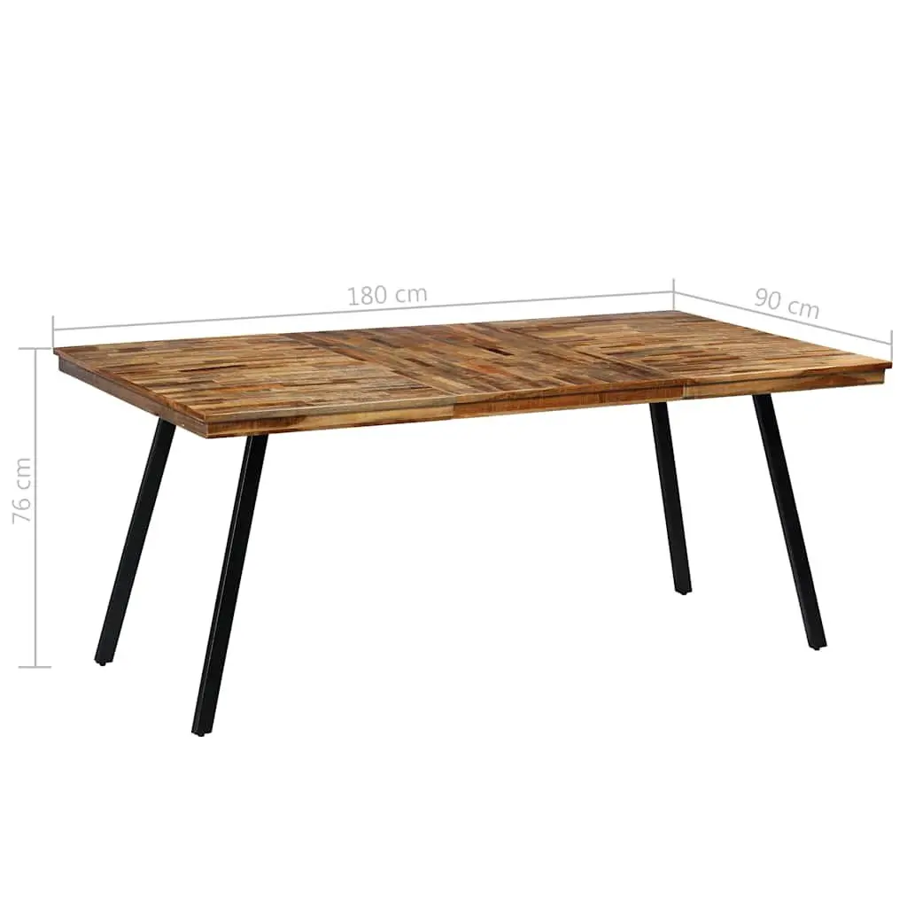 Dining Table Reclaimed Teak Steel Industrial Brown Kitchen Furniture 180x90x76cm