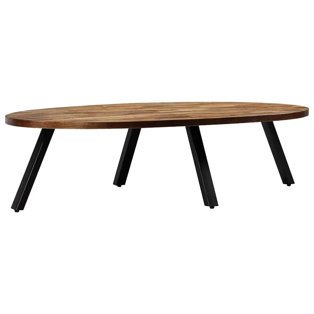 Oval Coffee Table Reclaimed Teak Solid Wooden Living Room Accent Furniture