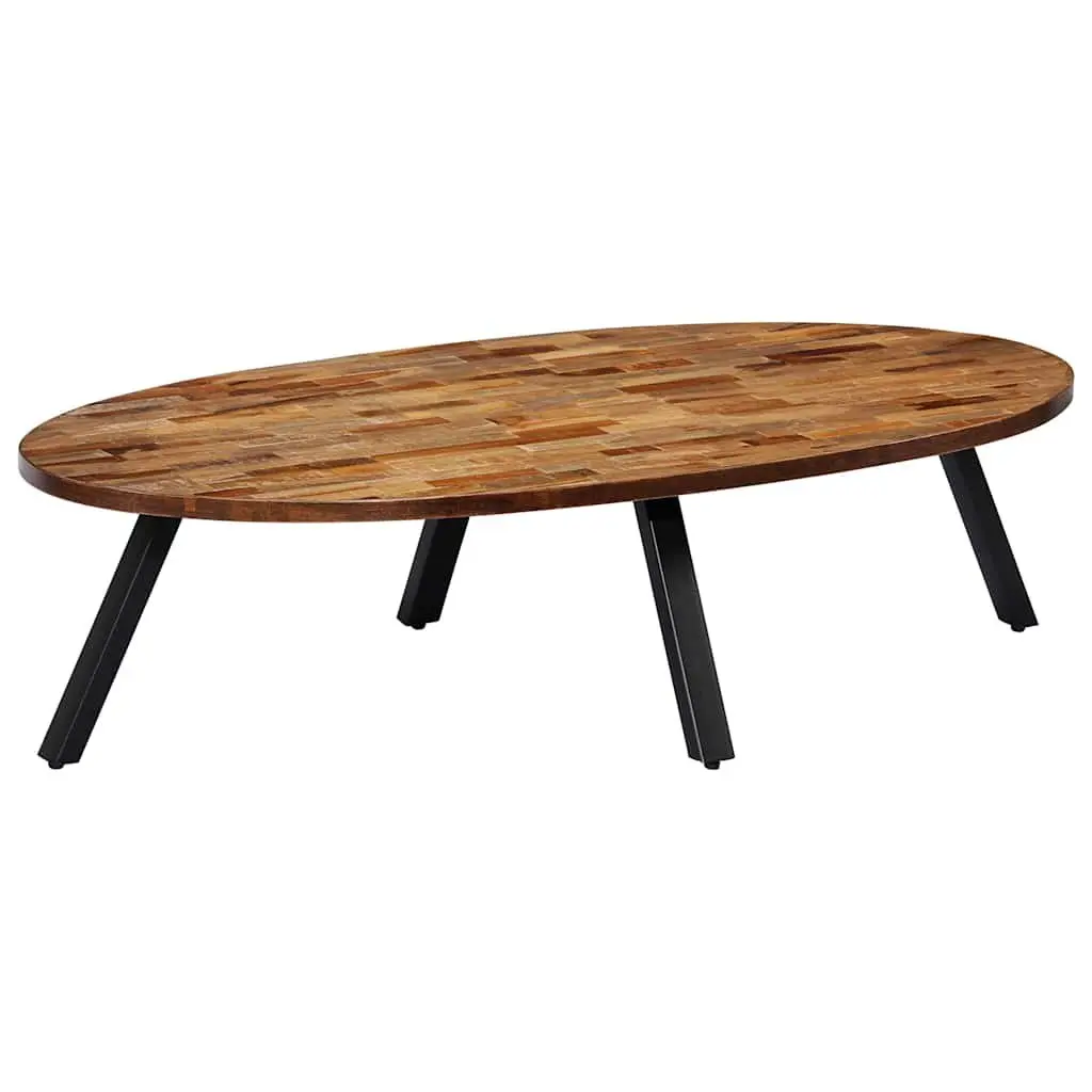 Oval Coffee Table Reclaimed Teak Solid Wooden Living Room Accent Furniture