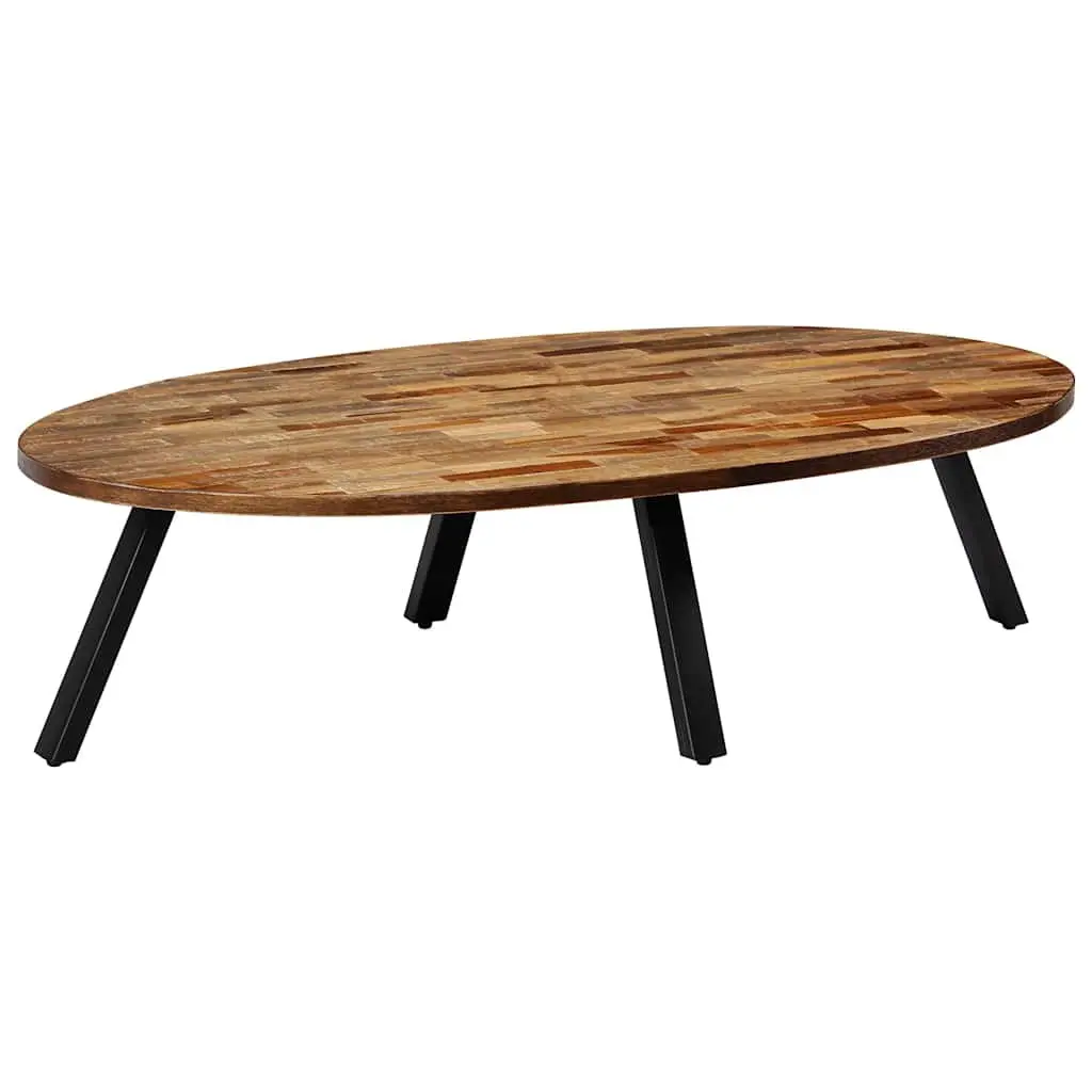 Oval Coffee Table Reclaimed Teak Solid Wooden Living Room Accent Furniture