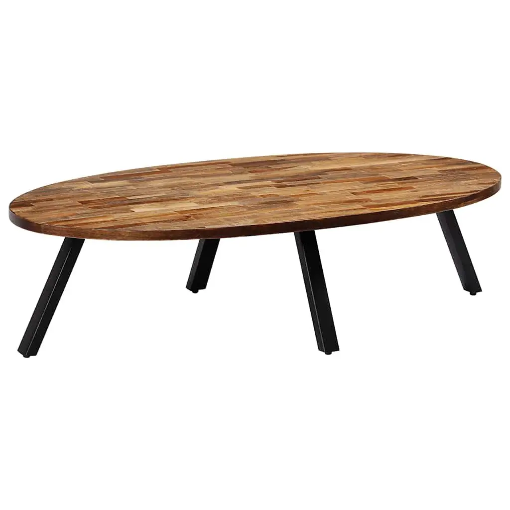 Oval Coffee Table Reclaimed Teak Solid Wooden Living Room Accent Furniture