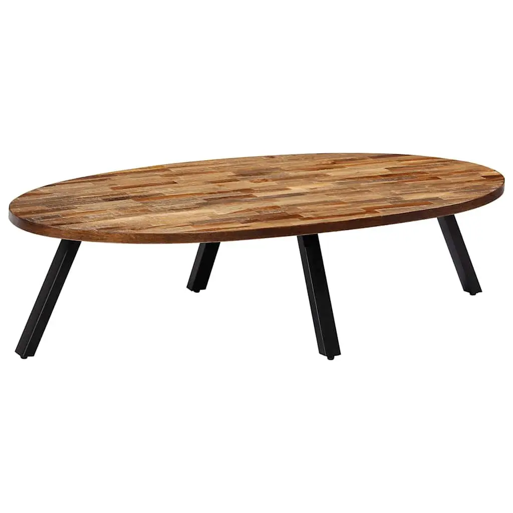 Oval Coffee Table Reclaimed Teak Solid Wooden Living Room Accent Furniture