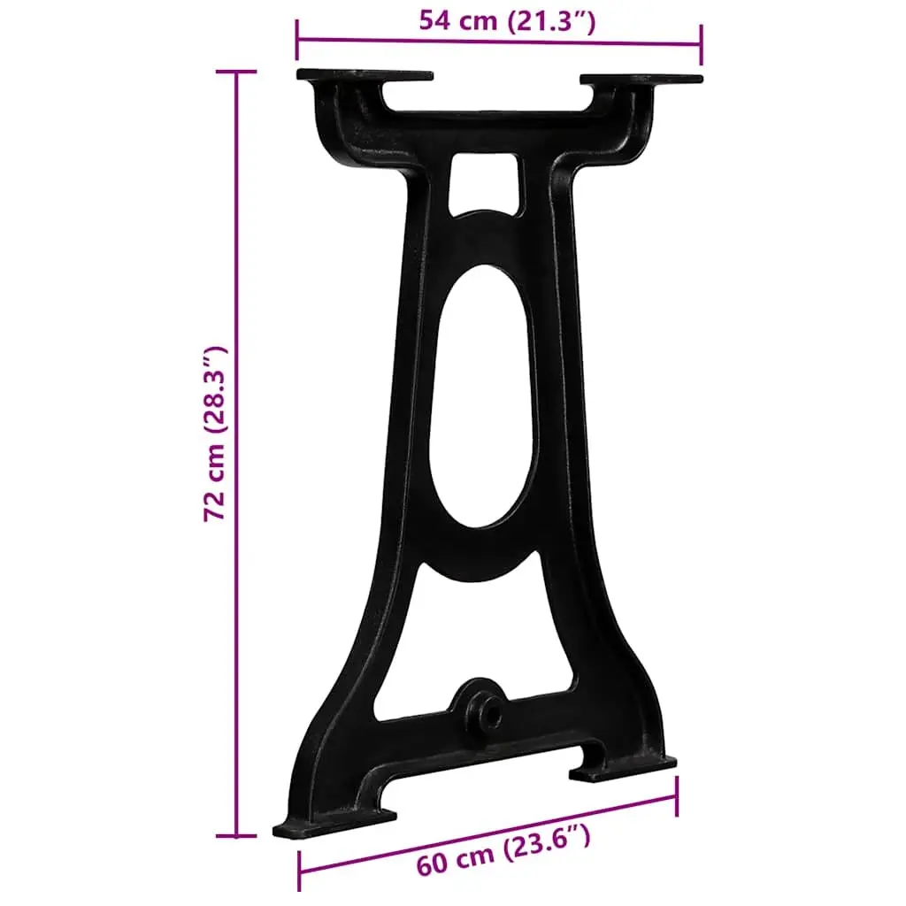 Cast Iron Y-Frame Table Legs Black 2 pcs Industrial Dining Table Support Base