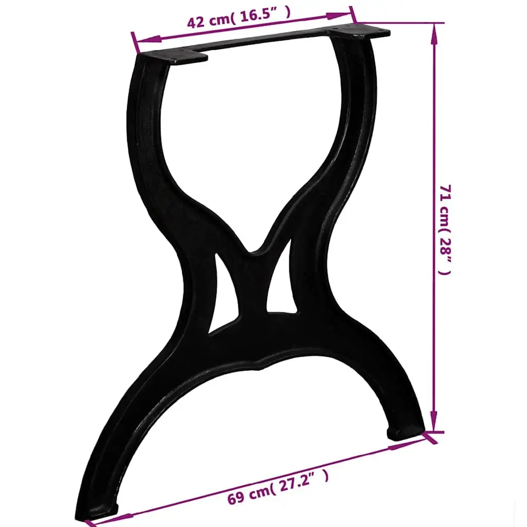 Cast Iron X-Frame Table Legs 2 pcs Industrial Dining Furniture Support Heavy