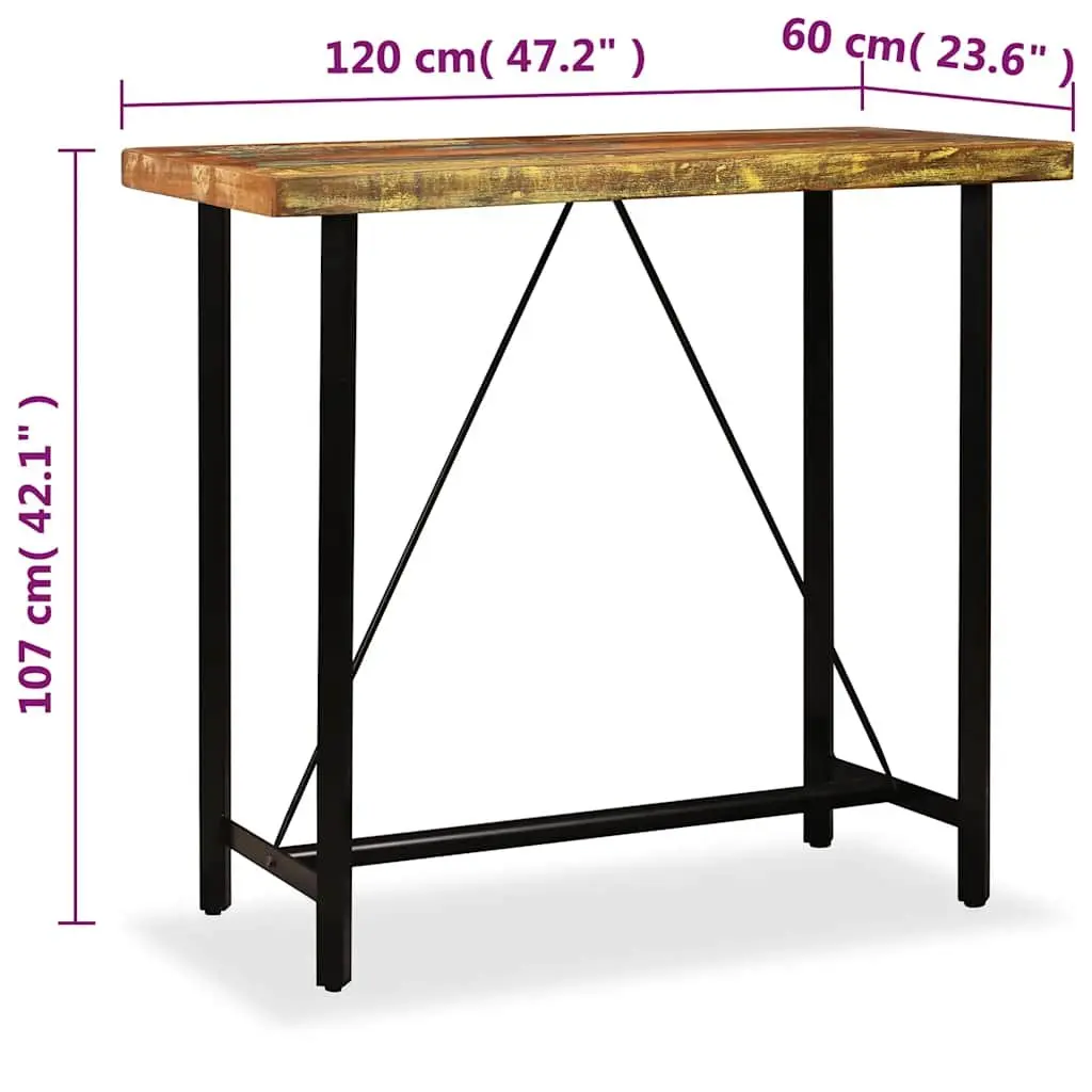 Bar Table Industrial Style 120x60x107 cm Solid Reclaimed Wood