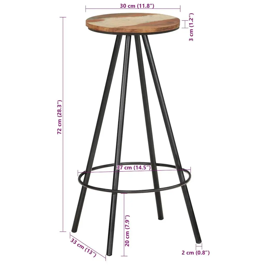 4-Piece Bar Stool Set in Solid Reclaimed Wood