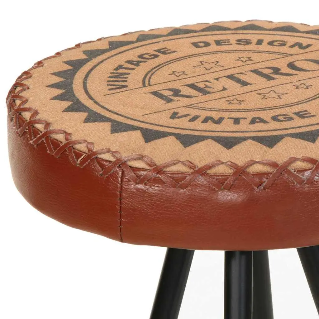 Bar Stools Set of 4 Industrial Style Leather Canvas Upholstered Dining
