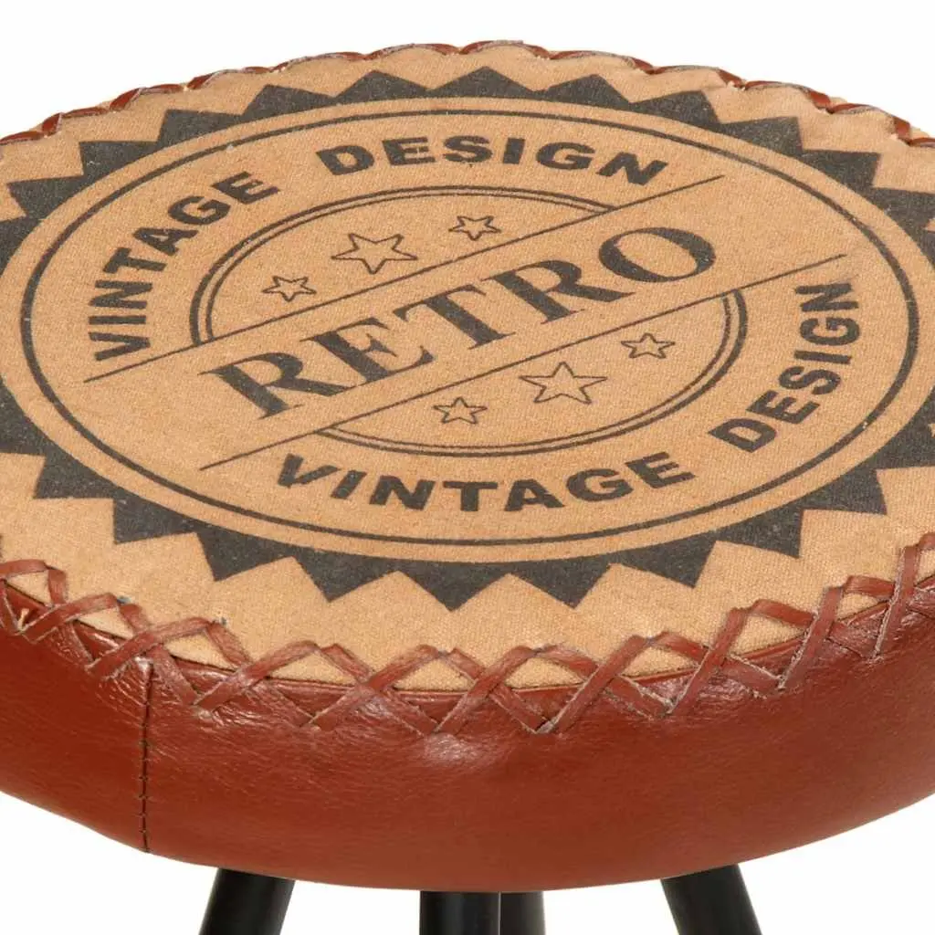 Bar Stools Set of 4 Industrial Style Leather Canvas Upholstered Dining