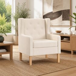White Fabric Upholstered Armchair for Cozy Living Spaces