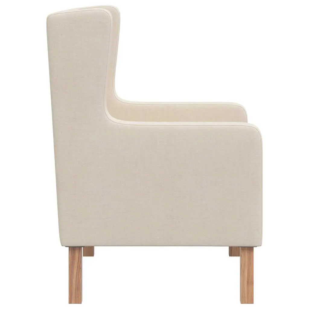 Armchair White Fabric Padded Foam Upholstered Wooden Frame Living Room Seating