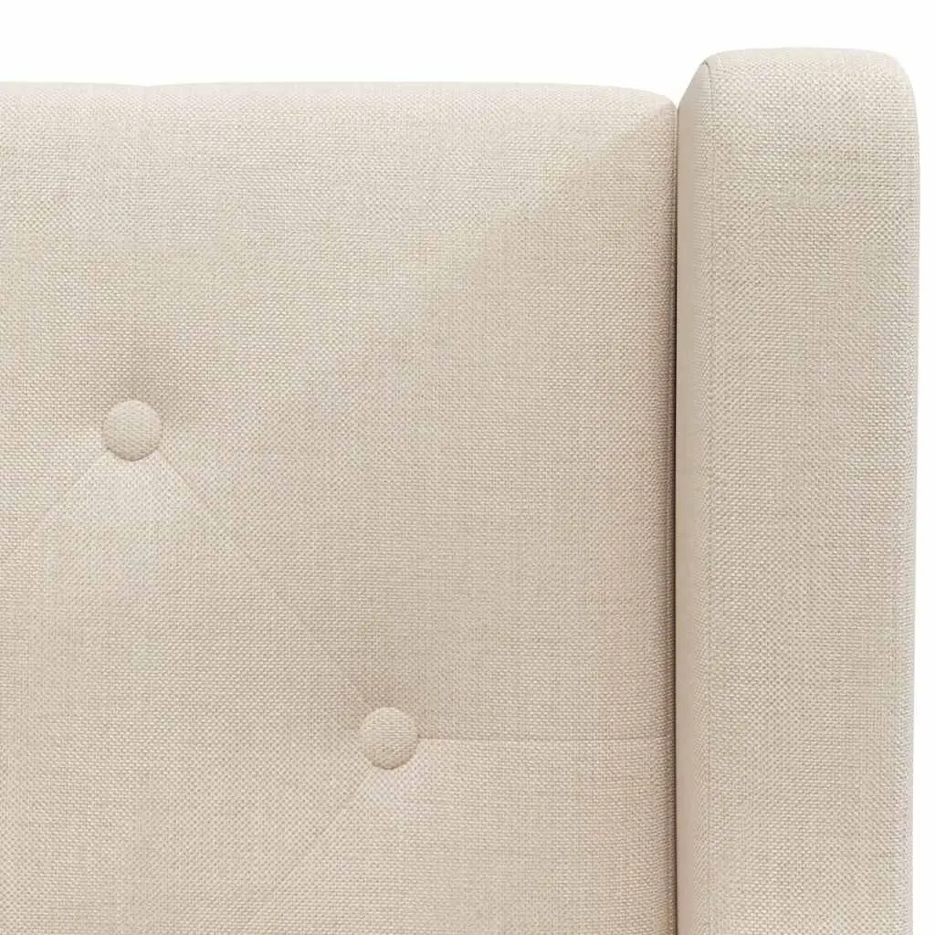 Armchair White Fabric Padded Foam Upholstered Wooden Frame Living Room Seating