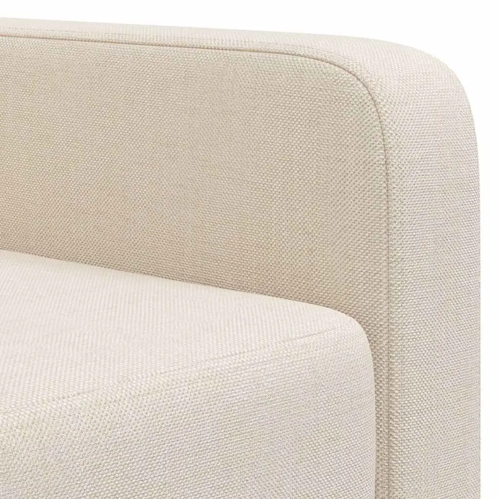Armchair White Fabric Padded Foam Upholstered Wooden Frame Living Room Seating