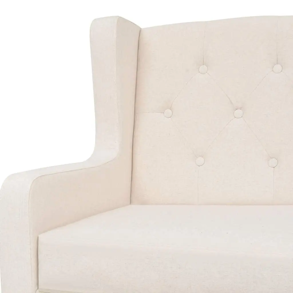 2-Seater Sofa Cream White Upholstered Foam Padded Solid Wooden Frame