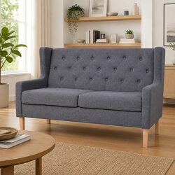 Comfortable 2-Seater Grey Fabric Sofa for Living Spaces