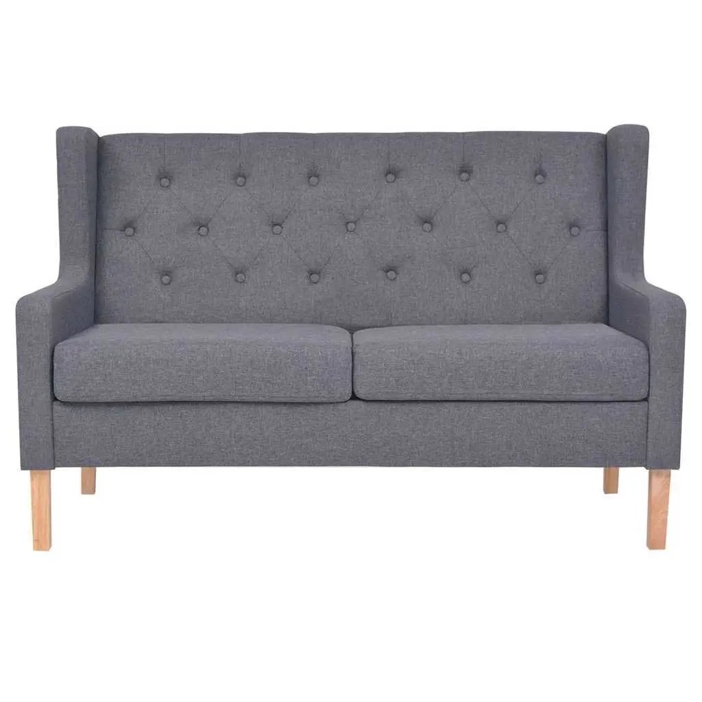 2-Seater Sofa Grey Fabric Lounge Couch Foam Padded Solid Wood Frame