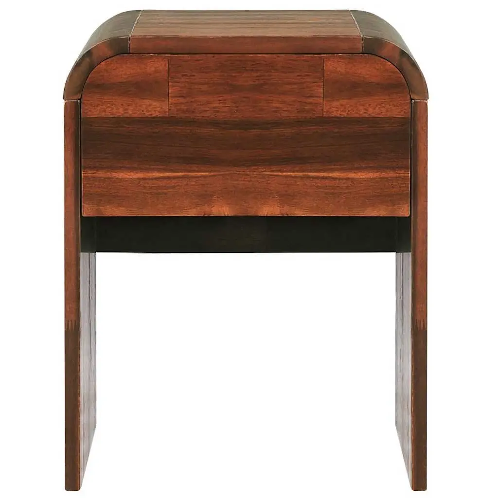 Brown Solid Wood Nightstand with Drawer