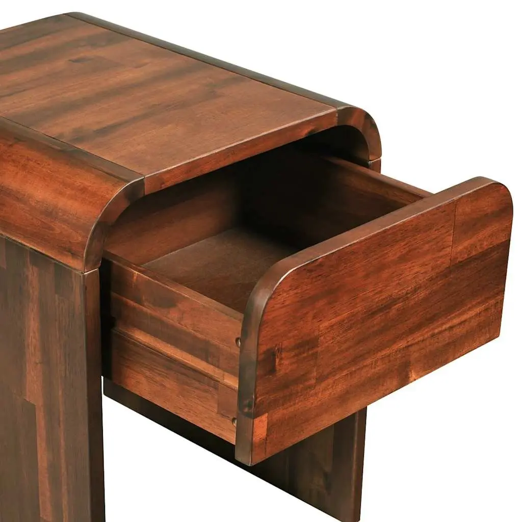 Brown Solid Wood Nightstand with Drawer