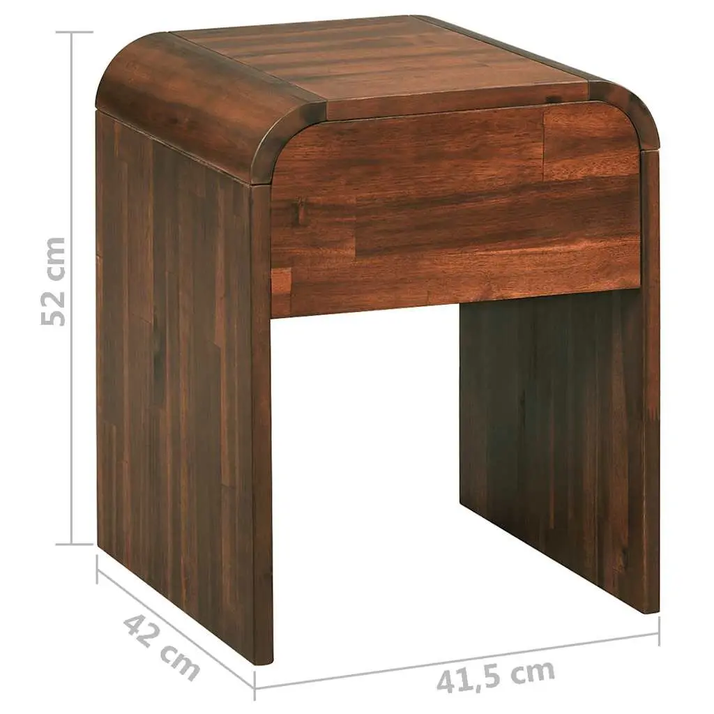 Brown Solid Wood Nightstand with Drawer