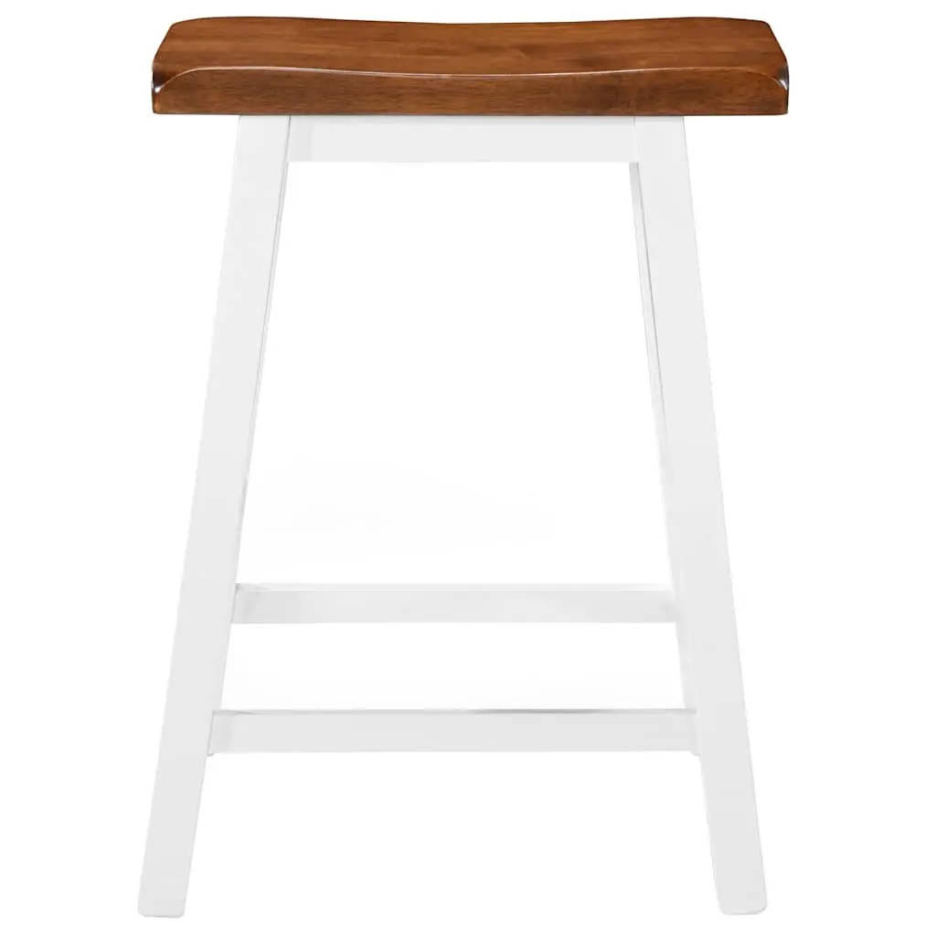 Set of 2 Solid Wood Bar Stools in Brown