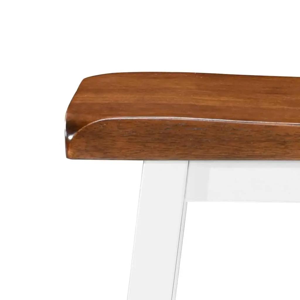 Set of 2 Solid Wood Bar Stools in Brown